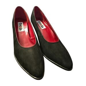 Vintage Trivia Reba/Ginger 9.5M Black Nubuc Pumps EUC